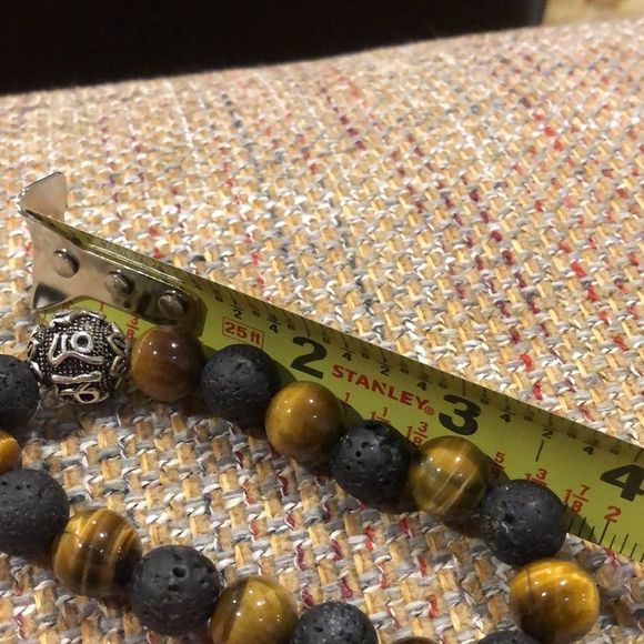 Tigers Eye, Lava and Sterling Silver Bracelet - Picture 3 of 12